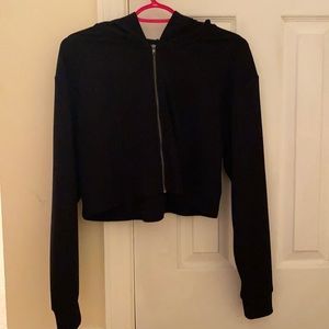 Black cropped zip up